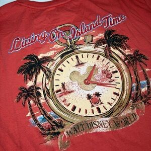 Disney Resorts Park Island Time Graphic Print Orange T-Shirt Mens XXL Embroidery
